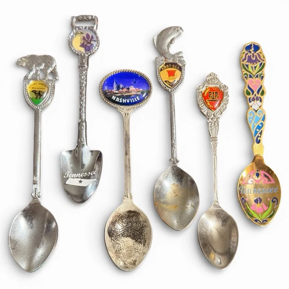 Lot Of Vintage Tennessee Volunteer State Souvenir‎ Spoons (6)